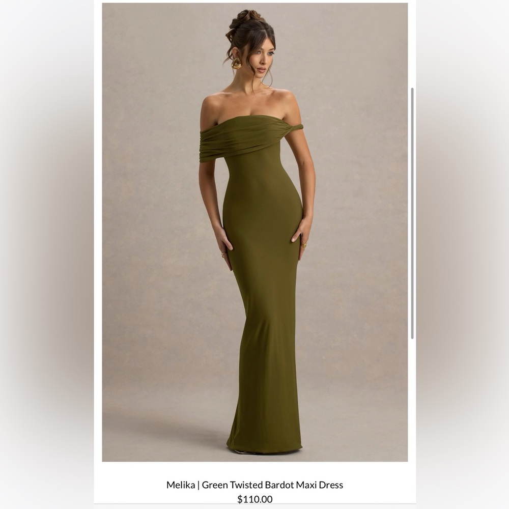 Green Off-Shoulder Maxi Dress